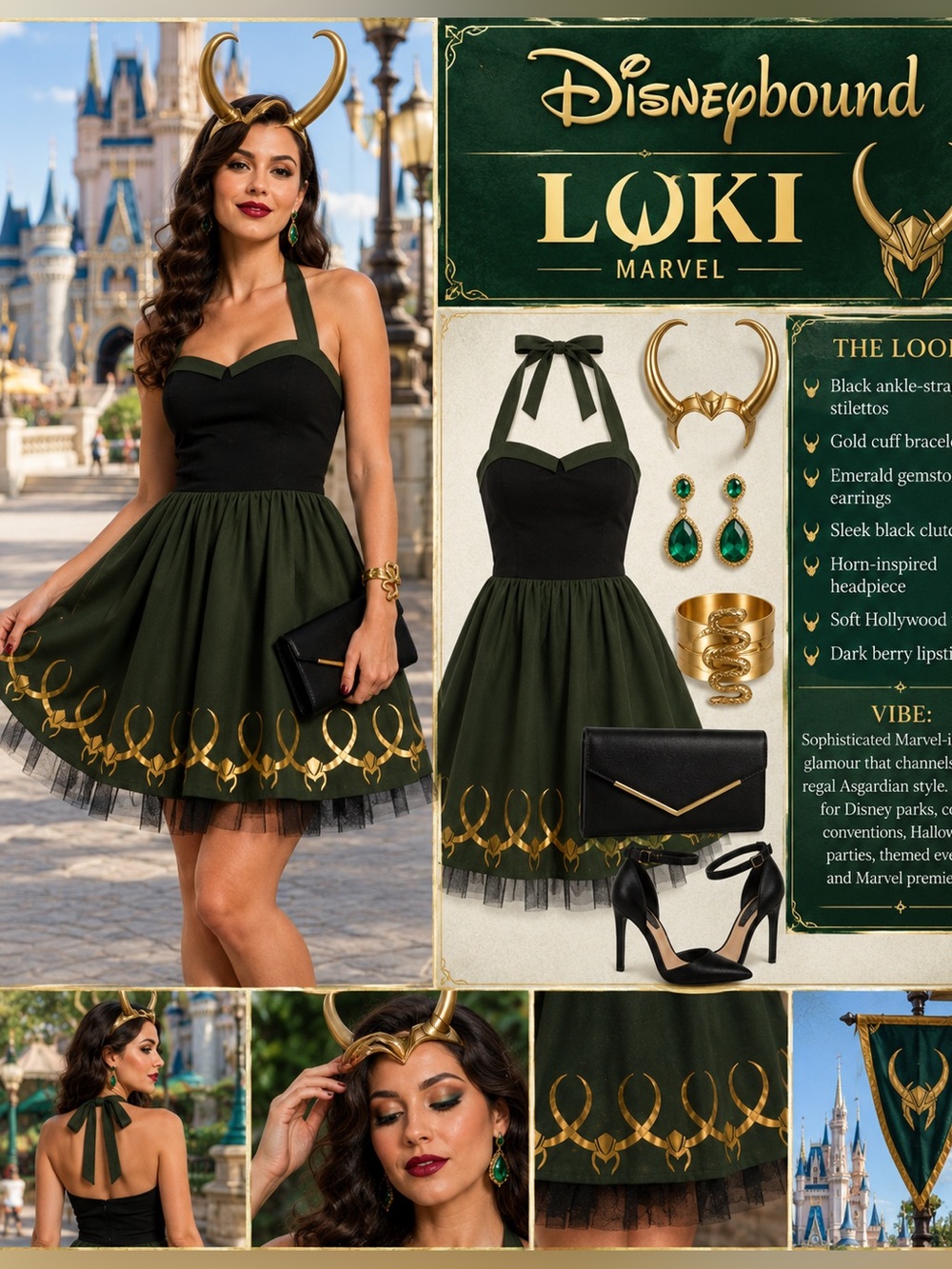 Her Universe Marvel Loki Limited Edition Halter Dress XL Cosplay Disneybound - Picture 2 of 12